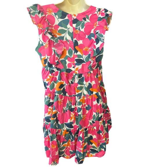 Ee:some Women's Floral Midi Dress - Size Medium Sleeveless with Plunging V-Neck - Picture 2 of 3